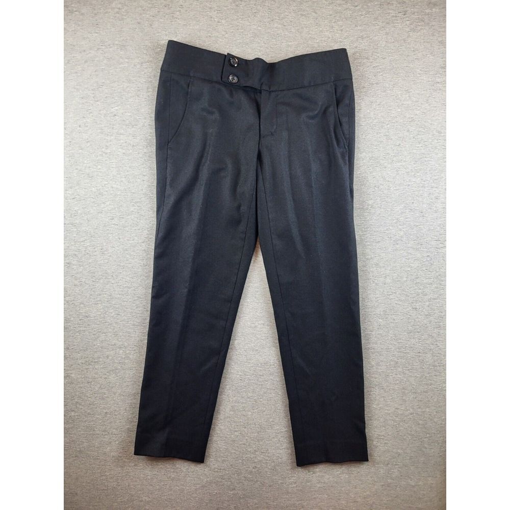 Vince Womens Virgin Wool‎ & Viscose Cropped Dress Pants Dbl Button Black Size 2